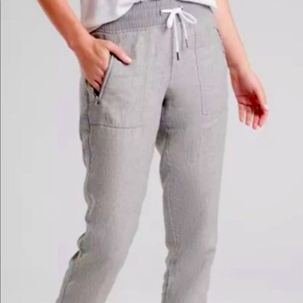 Athleta Linen Joggers in Gray Petite 12